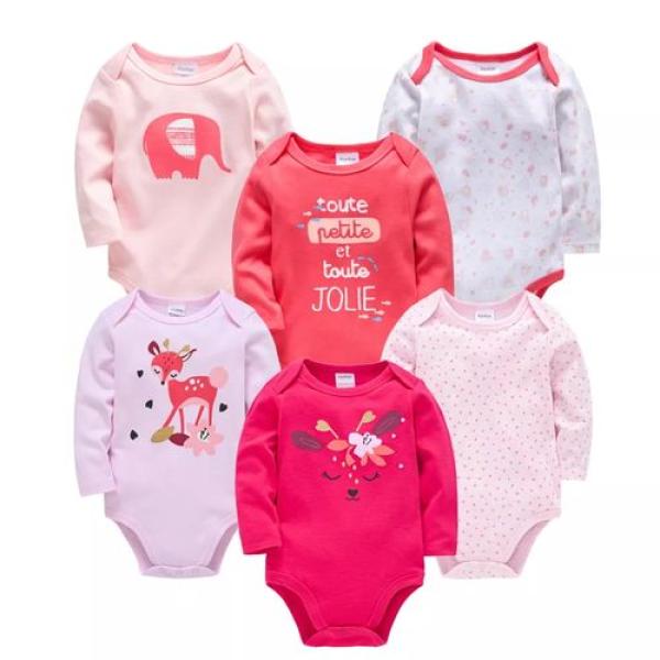 100% Cotton Assorted 5-Pack Baby Onesies