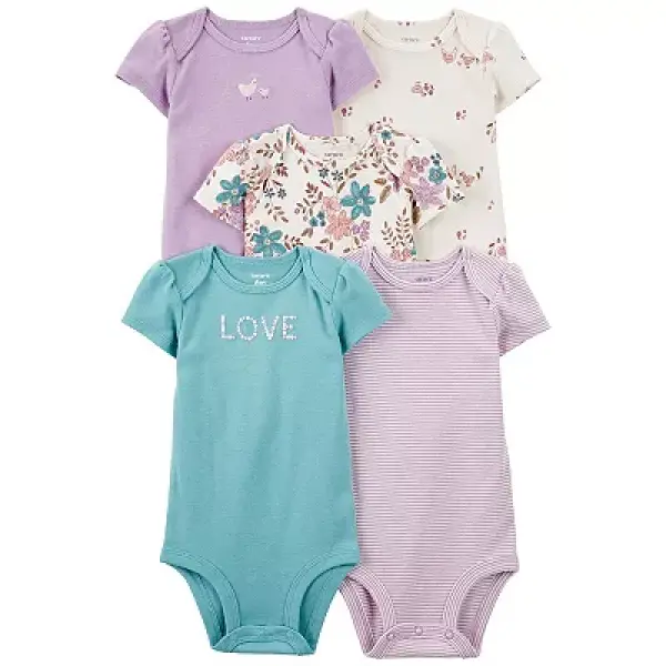 Carter’s Unisex 5-Pack Multicolored Cotton Bodysuits